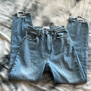 Abercrombie- the ankle straight ultra high rise light wash jean